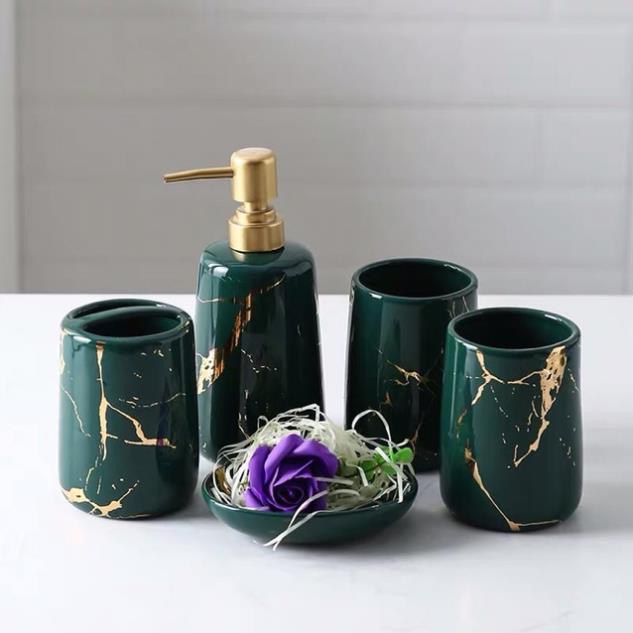[Hàng có sẵn] Bộ Đồ Dùng Nhà Tắm Gốm Sứ Hàng Cao Cấp