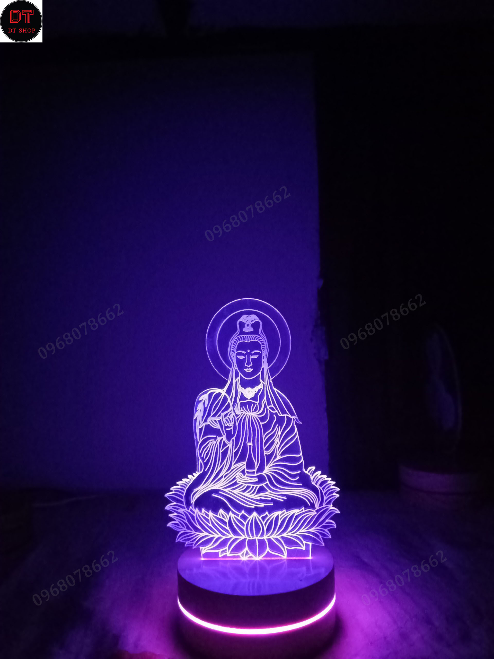 Đèn 3D hình Phật Quan Âm