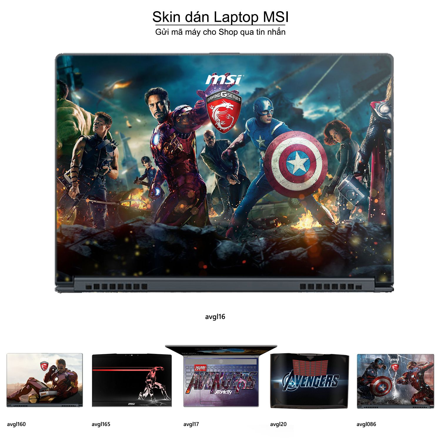 Decal Skin dán Laptop MSI mẫu Avenger (inbox mã máy cho shop)