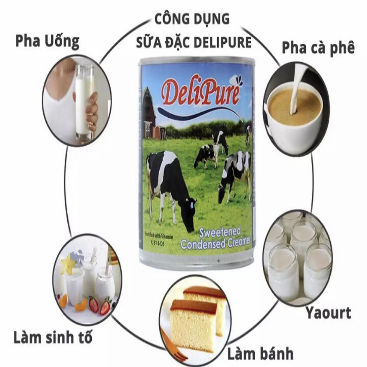 ( DATE 2/2024) [HCM]Combo 2 lon sữa đặc có đường Delipure (1 kg/ lon)