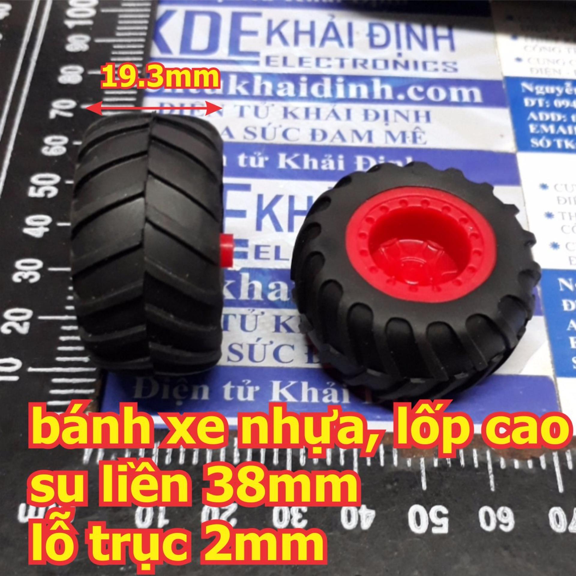 5 cái bánh xe nhựa, lốp cao su đúc liền 382A đường kính 38mm, lỗ trục 2mm kde5484