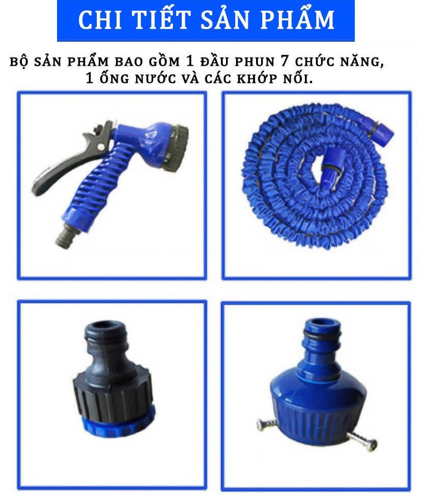 Bộ vòi Magic Hose - xịt nước thông minh giãn nở 30m(Xanh)