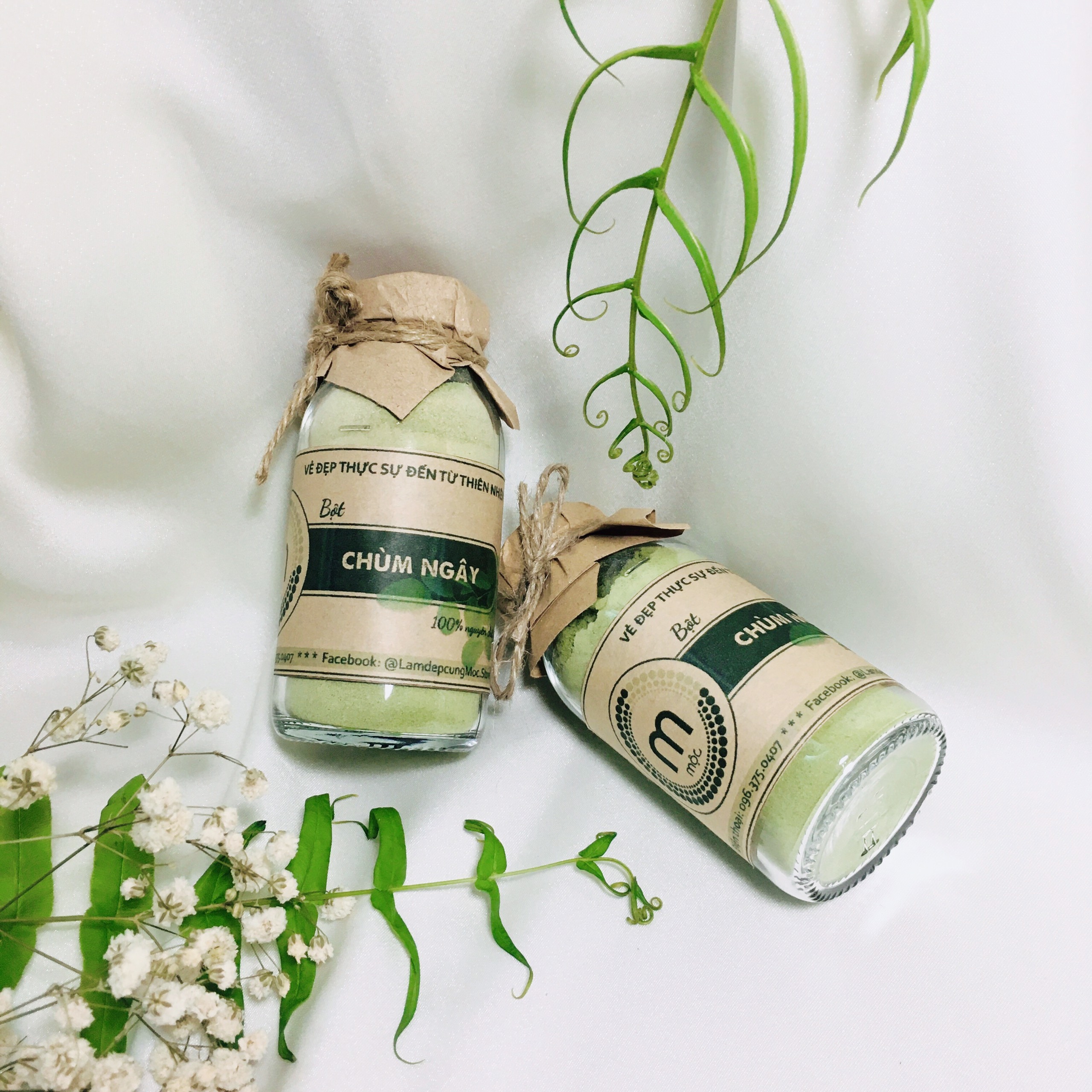 Bột lá chùm ngây đắp mặt nạ nguyên chất MỘC - sáng da, ngăn ngừa mụn, se khít lỗ chân lông túi dùng thử 10g, chai 100ml và 200ml chính hãng