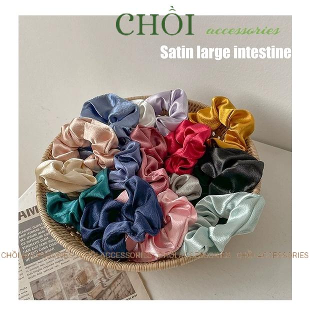 Buộc tóc vải, scrunchies vải lụa satin cao cấp - Y014