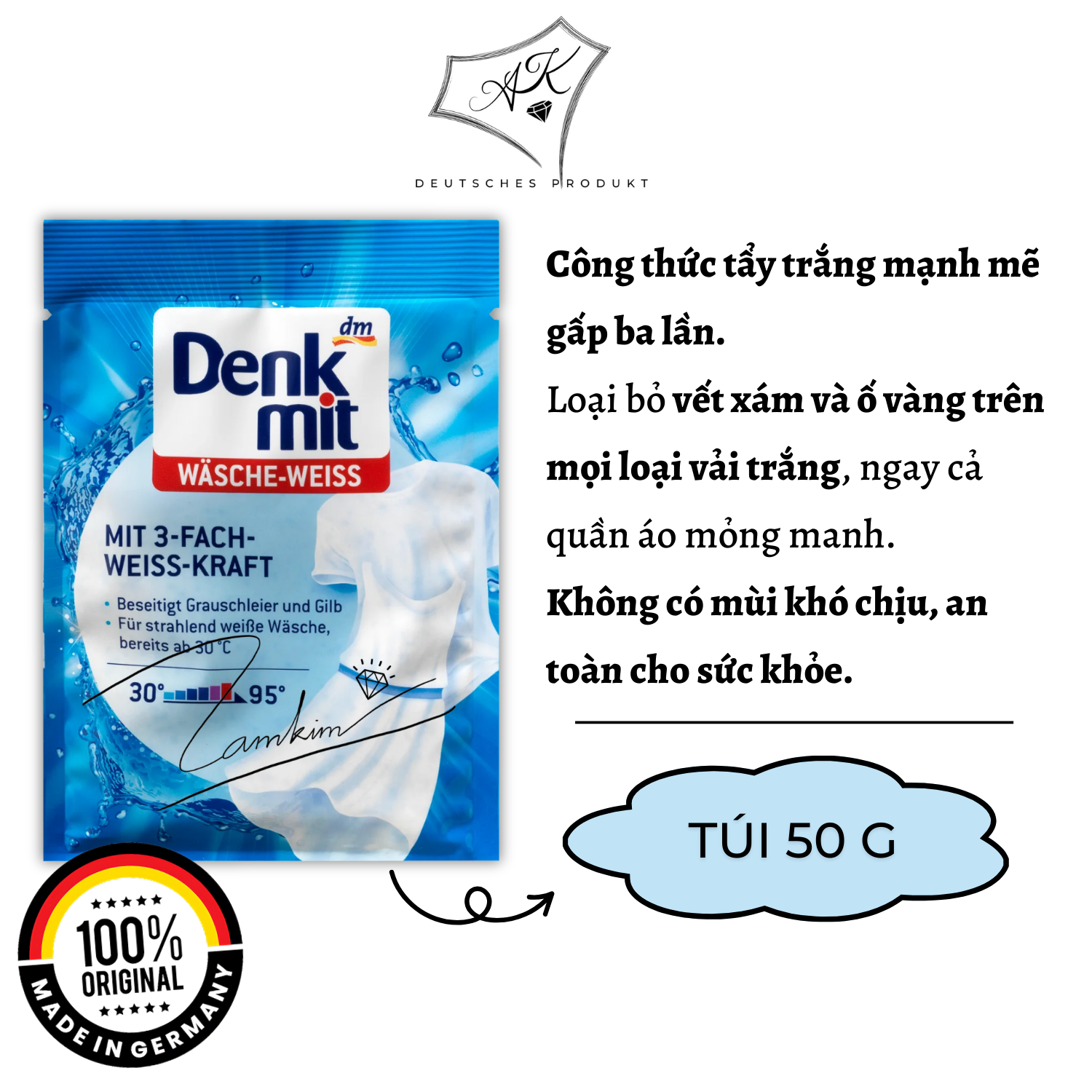 [ Hàng Đức ] Tẩy trắng quần áo nội địa Đức - Denkmit