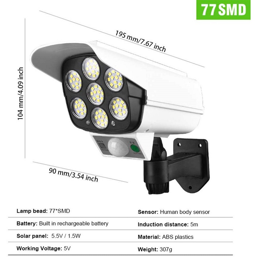 Đèn Cảm Biến Hồng Ngoại Dạng Camera An Ninh RANKY - Sử Dụng Năng Lượng Mặt Trời, Cảm Biến Siêu Nhạy - Có Điều Khiển Từ Xa Thông Minh - Bảo Hành Chính hãng 12 Tháng