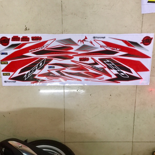 Tem Winner X Rời Dán Xe Đỏ Bạc In Mực Cao Cấp
