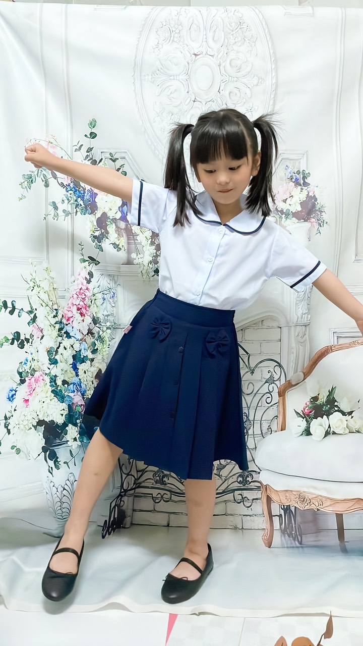 Chân váy nữ xòe có nơ 3 nút- Đồng phục học sinh