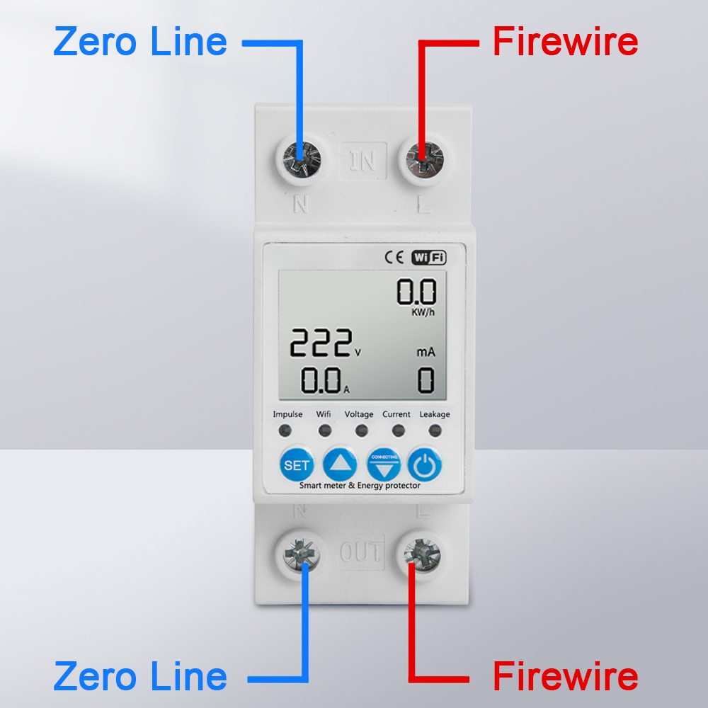 Tuya WiFi Smart Circuit Breaker Single Phase Leakage Protecting Switch Current Voltage Monitor Power Meter For Alexa Google Home