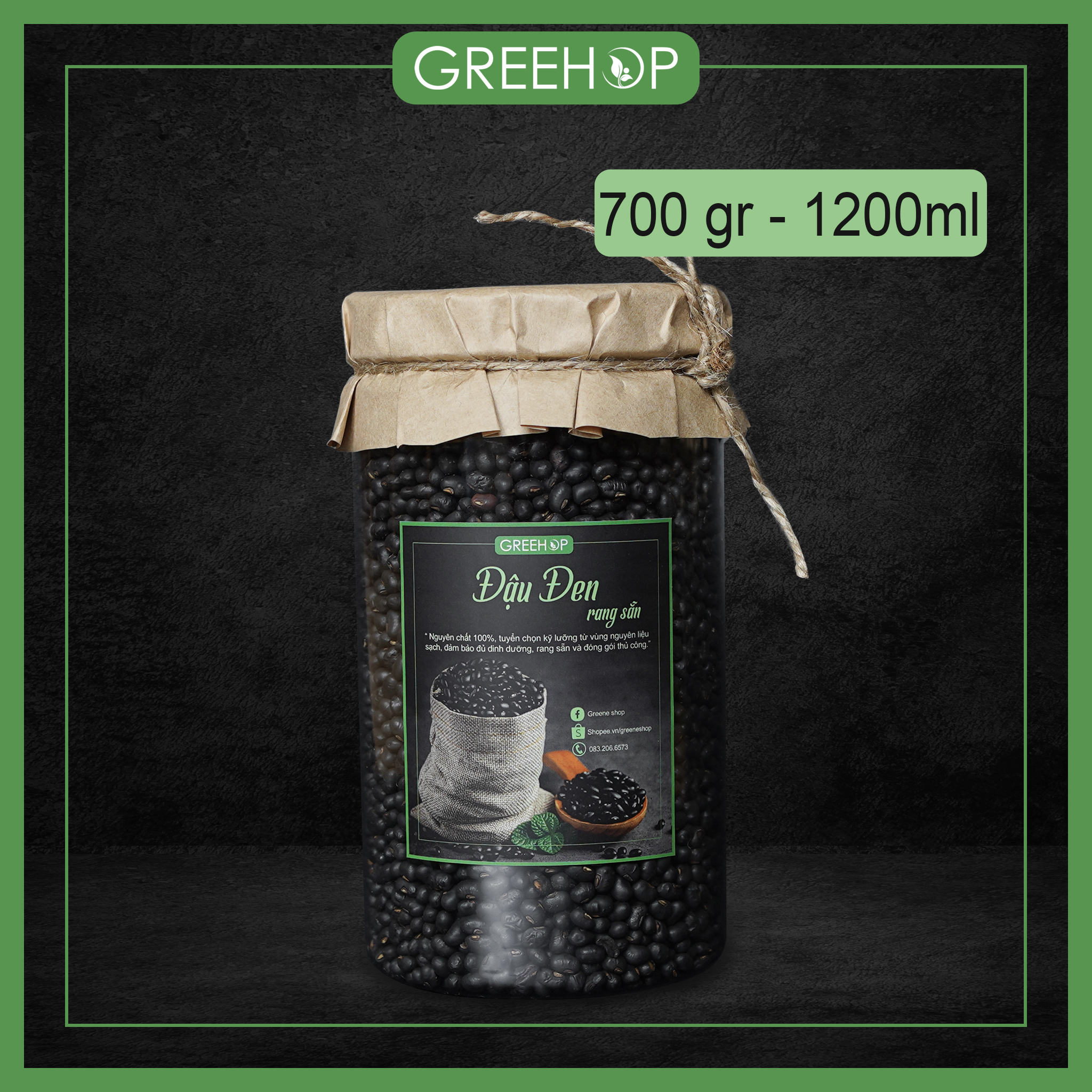 Đậu đen (đỗ đen) rang sẵn GreeHop