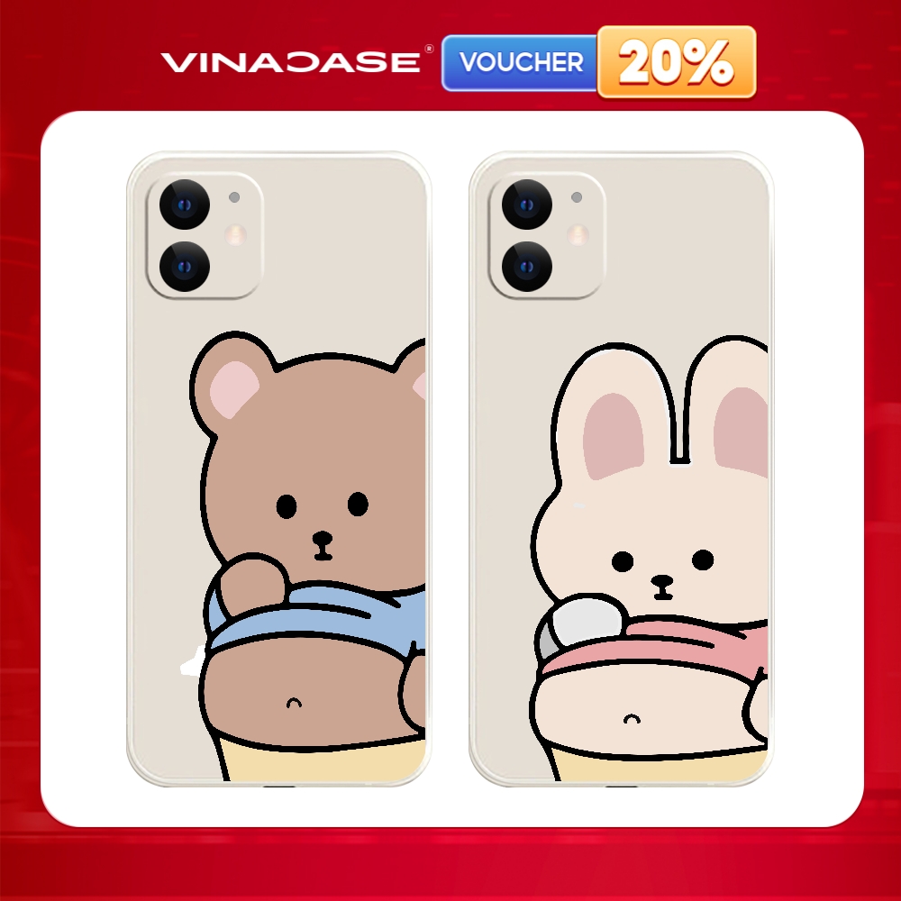 Ốp lưng Vina Case Iphone 6S/6 Plus/7G/8G/X/Xs/11/12/....dẻo cạnh vuông bảo vệ camera hình Thỏ Gấu Bụng Bự