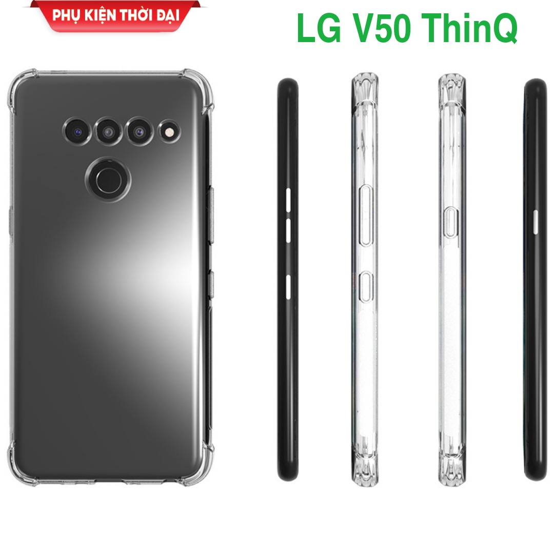 Ốp lưng LG V40 ThinQ / LG V30 ThinQ / LG V50 ThinQ  / LG V60 ThinQ dẻo trong suốt lồi 4 góc chống sốc lâu ố vàng