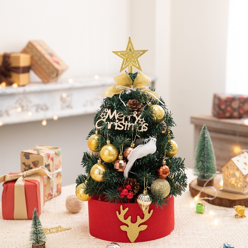 Cây thông noel mini, cây thông noel để bàn, Merry Christmas kèm phụ kiện + đèn