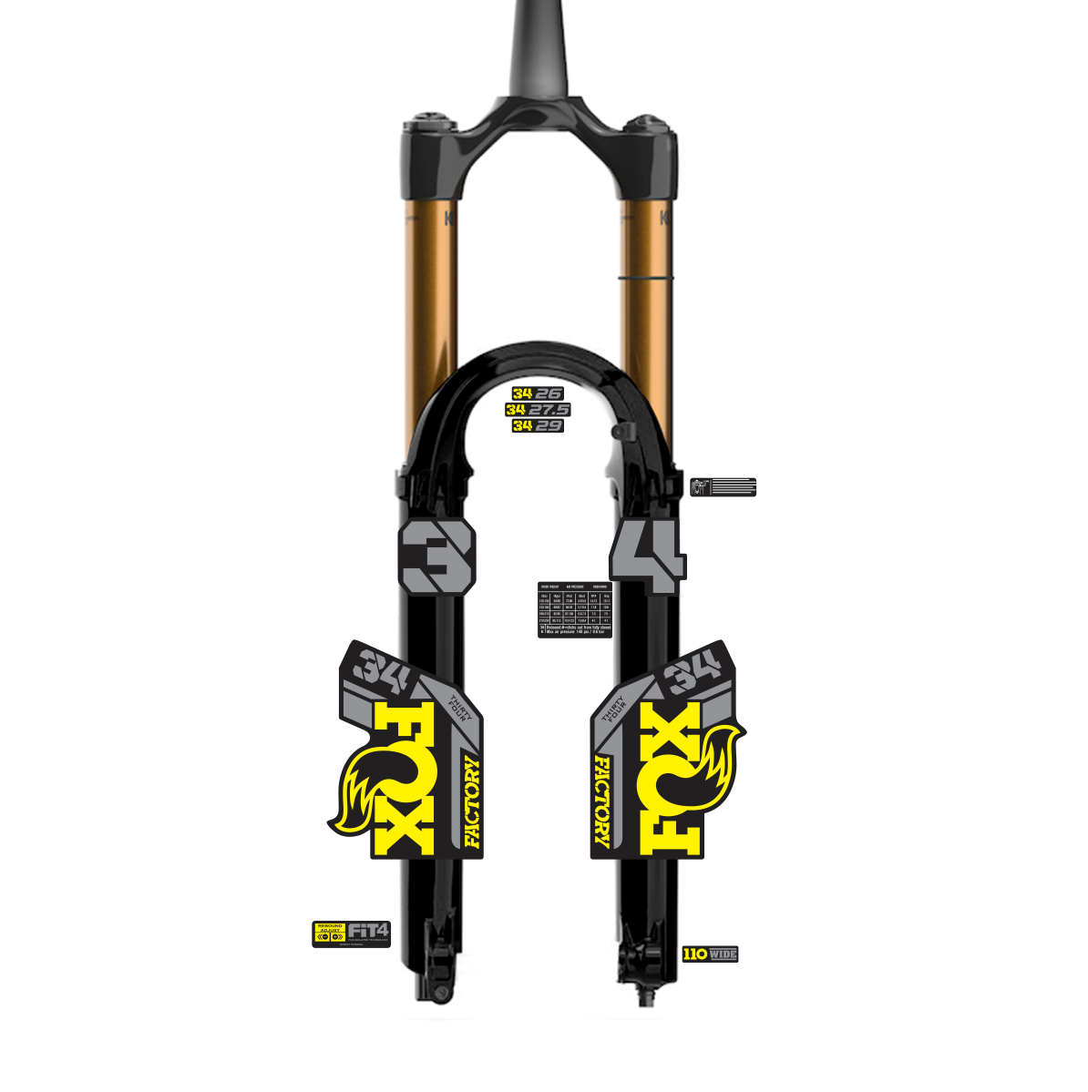 tem decal dán phuộc xe đạp địa hình Fox kashima  34 2022 | cheetahdecals.com