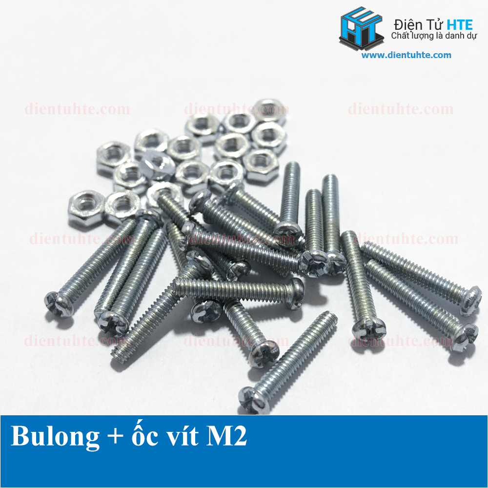 Ốc tròn (Bulon) + Đai ốc ren nhuyễn M2