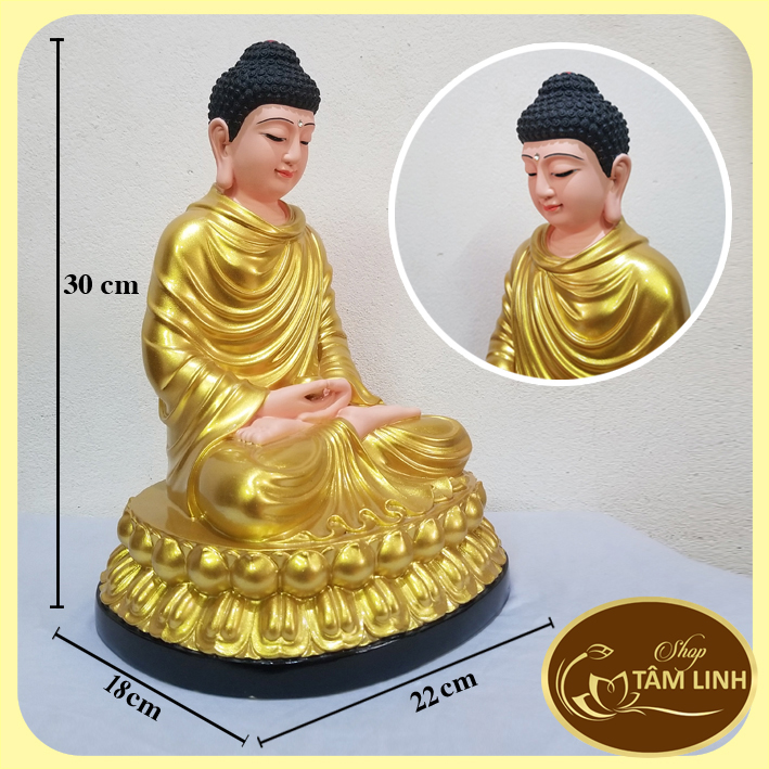 Tượng Phật Bổn Sư Thích Ca Mâu Ni bằng đá tạch anh - tượng cao 30 cm. TamLinhNgocBao