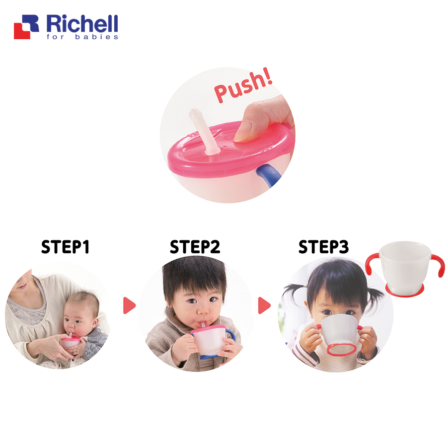 [HCM]Cốc tập uống 3 giai đoạn RICHELL Nhật Bản (hàng chính hãng)