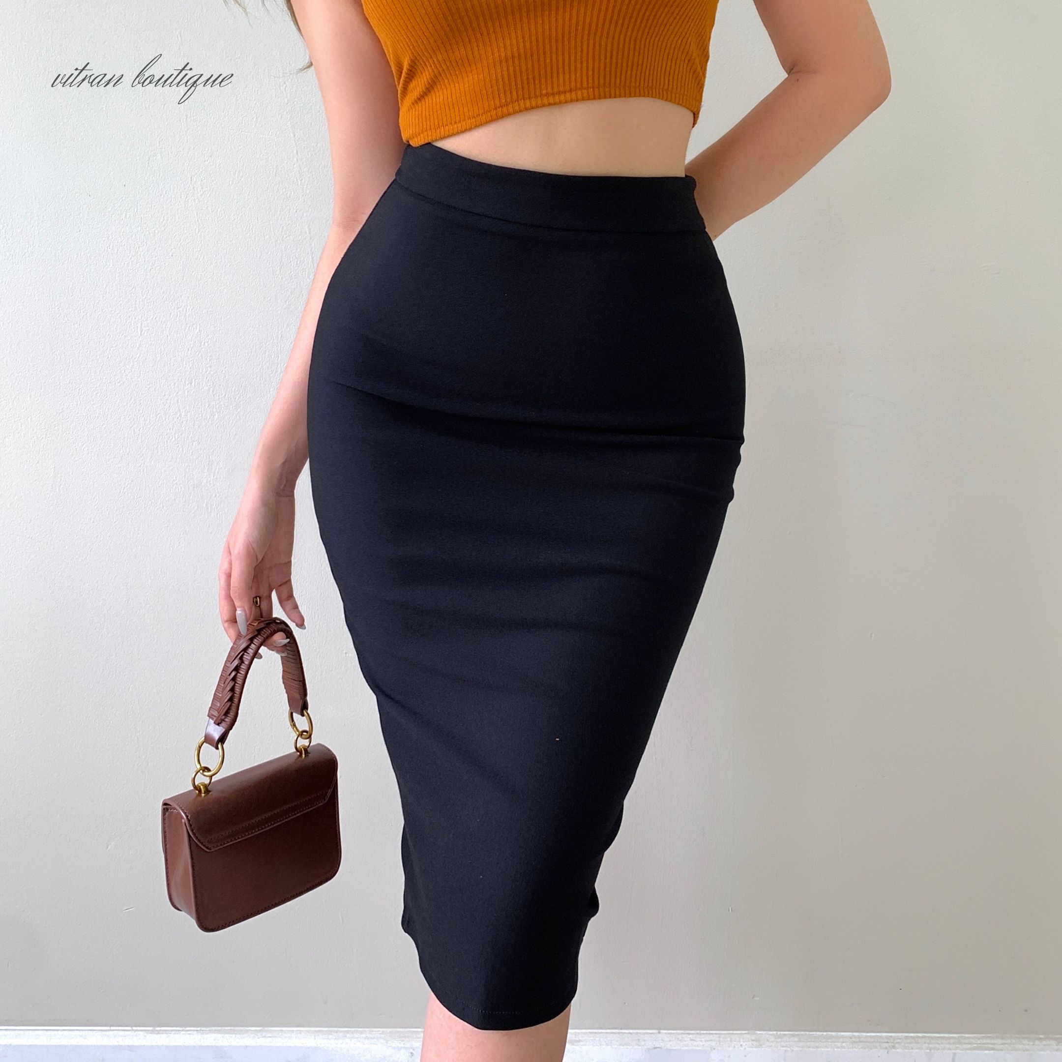 Chân Váy Bút Chì Xẻ Sau Dáng Dài 70Cm