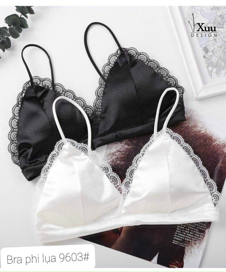 Áo kiểu 2 dây bra lụa viền ren cực xinh , chất phi lụa mềm mịn