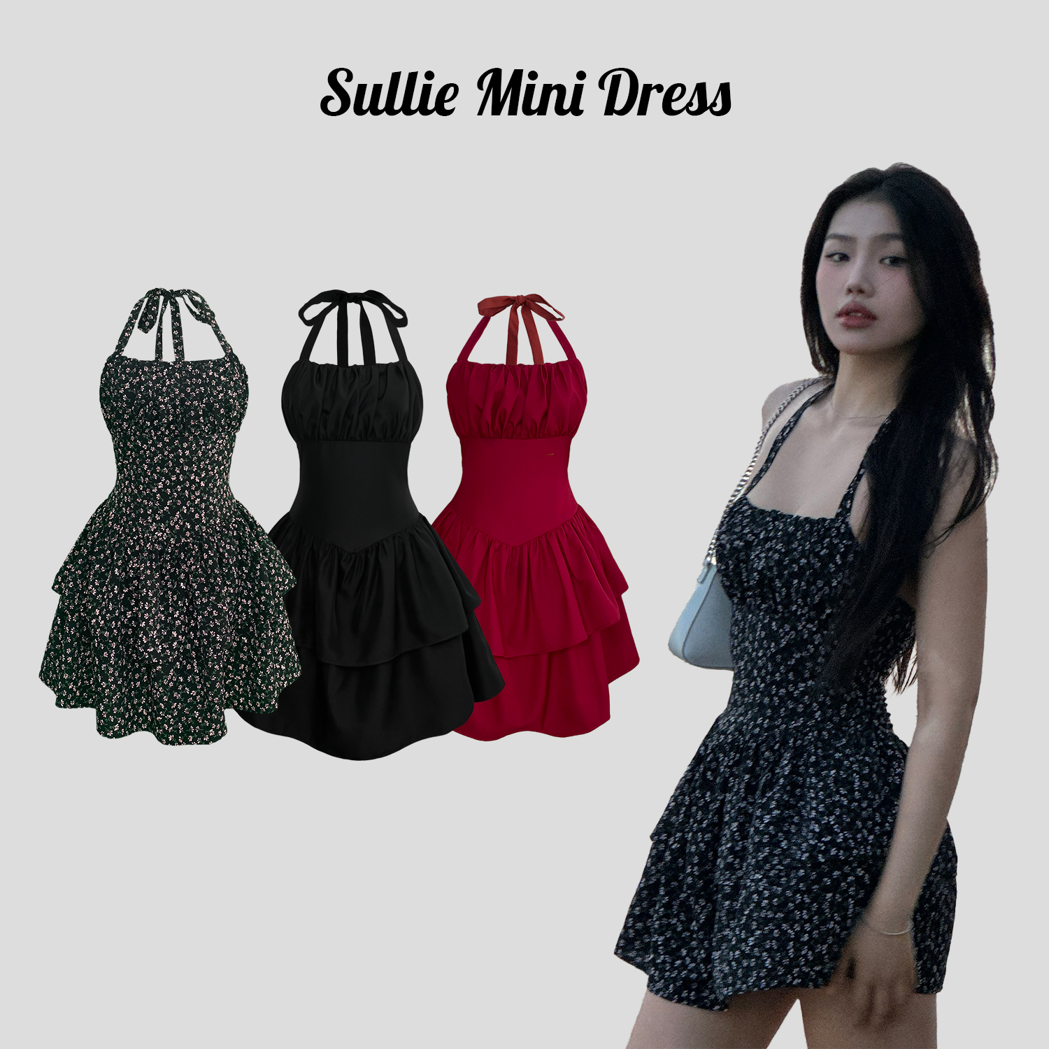 DALLA Đầm hai tầng cột dây lụa (D20)