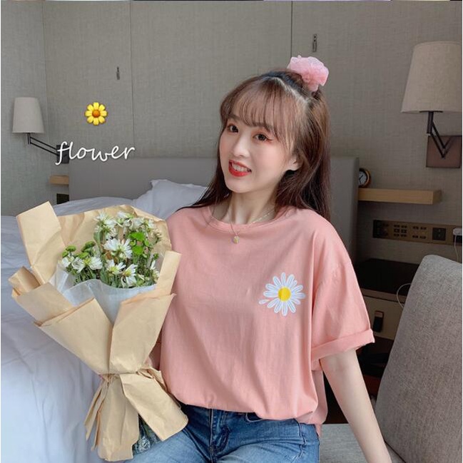 Áo thun xịn in hoa cúc thời trang
