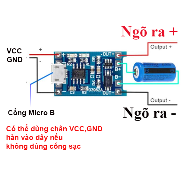 (2 cái) Mạch Sạc Pin TP4056 cổng USB micro B / Type C (Có / Không IC bảo Vệ )