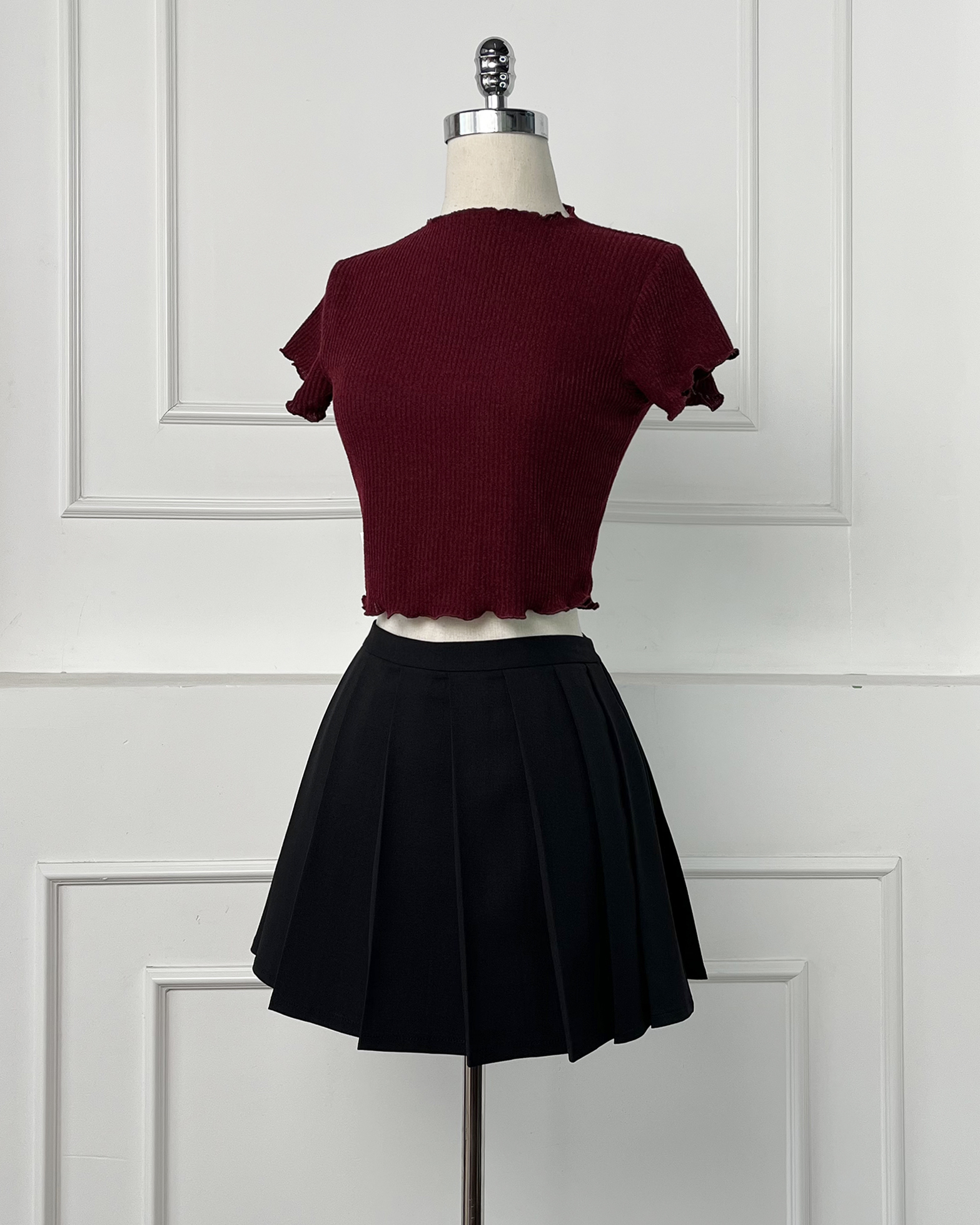 DALLA Áo thun croptop trơn cuốn biên (AT02)