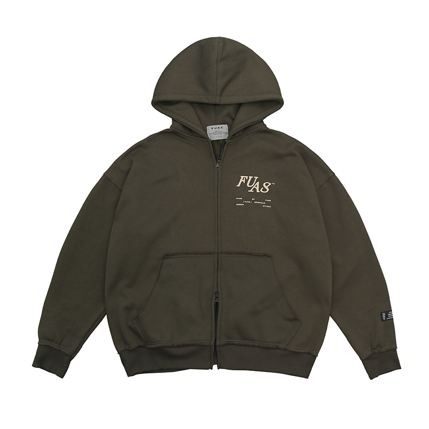 Áo hoodie zip fuas™ olive boxy zip hoodie - fuas
