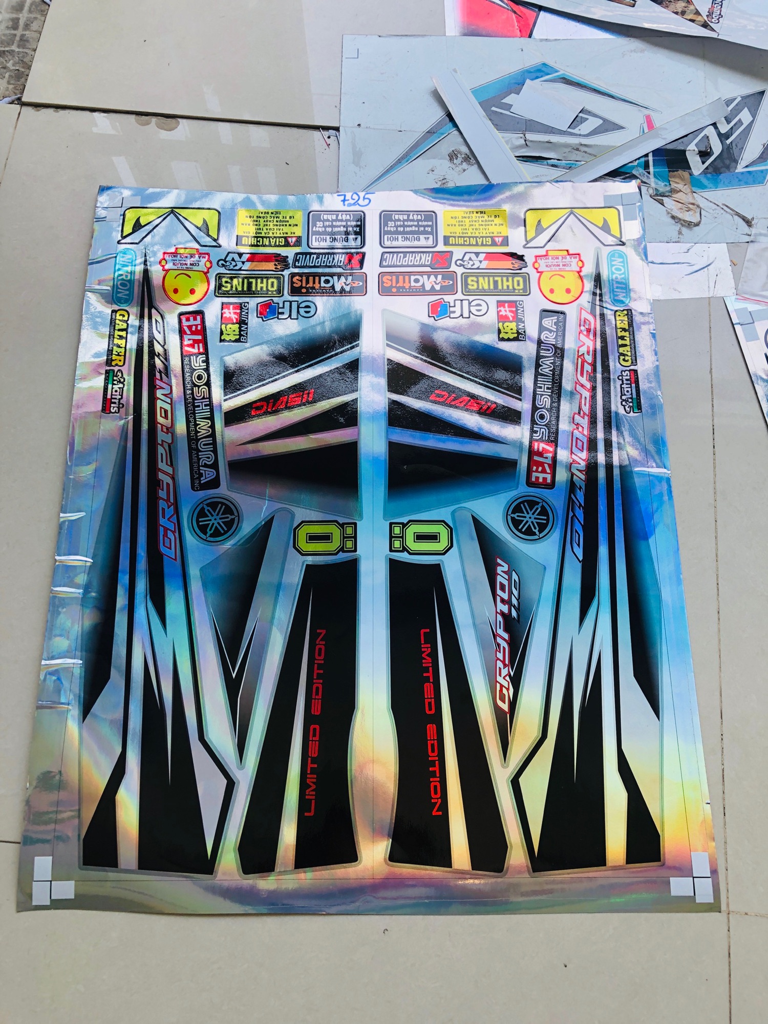 Tem rời Sirius Crypton dán xe xám xi măng Crom titan 7 màu