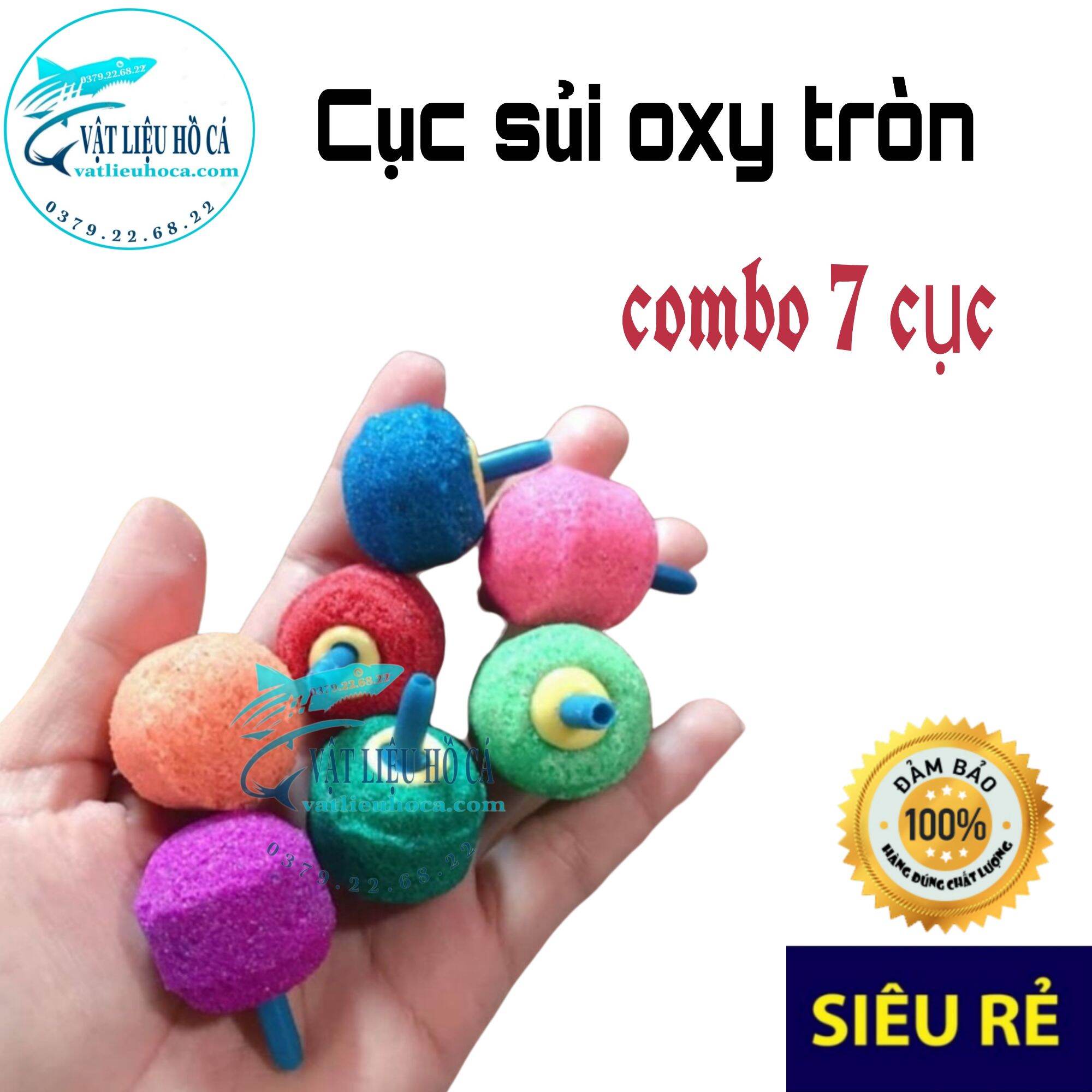 cục sủi oxy tròn cho hồ cá combo 7 cục nhiều màu
