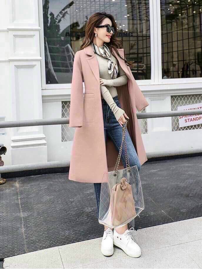 Áo khoác dạ phom dài cổ V NGOCTRANSHOP - NT4488