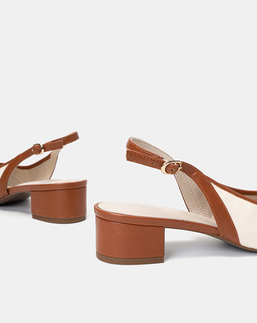 Giày Búp Bê Nữ 3cm Thời Trang JUNO Slingback Gót Vuông BB03099
