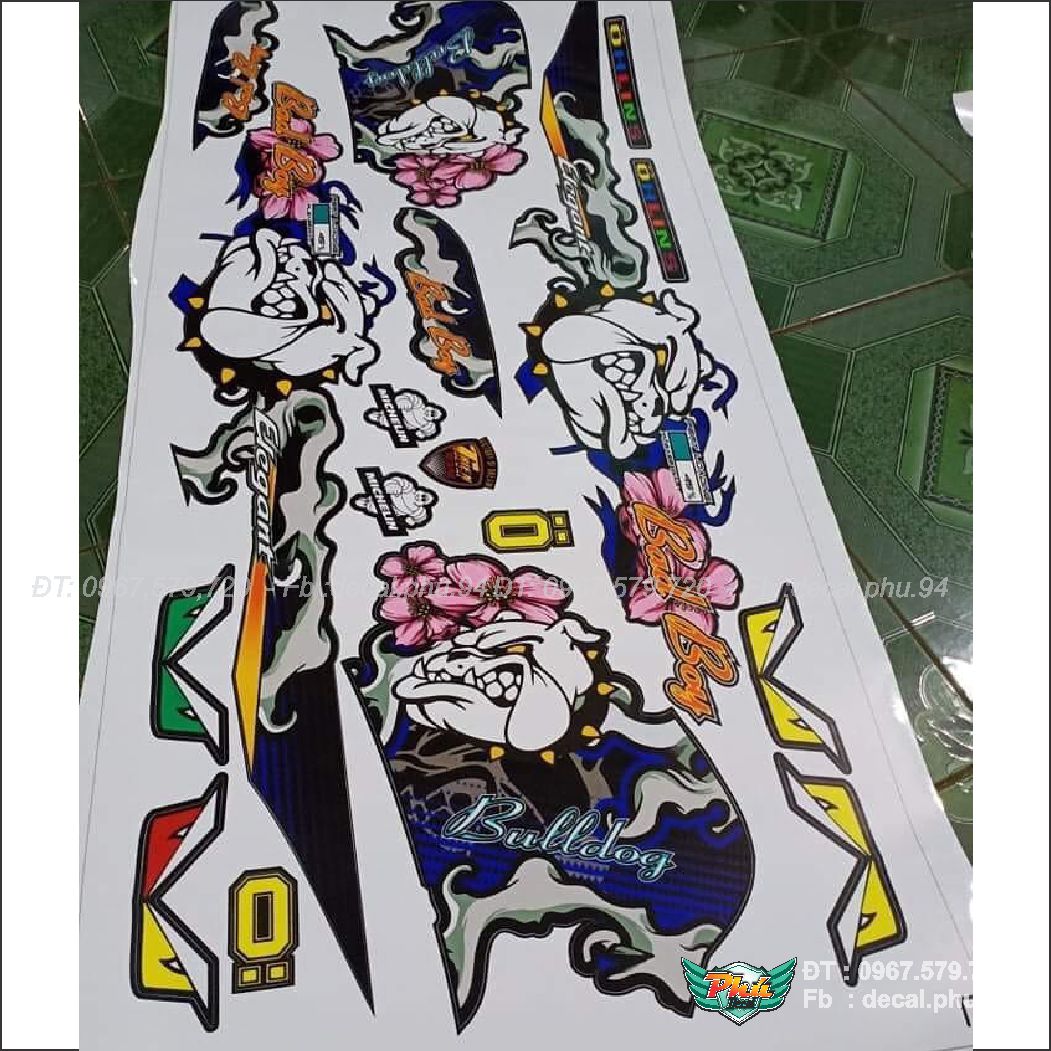 Tem rời Elegant xanh trắng Bull dog (Y)