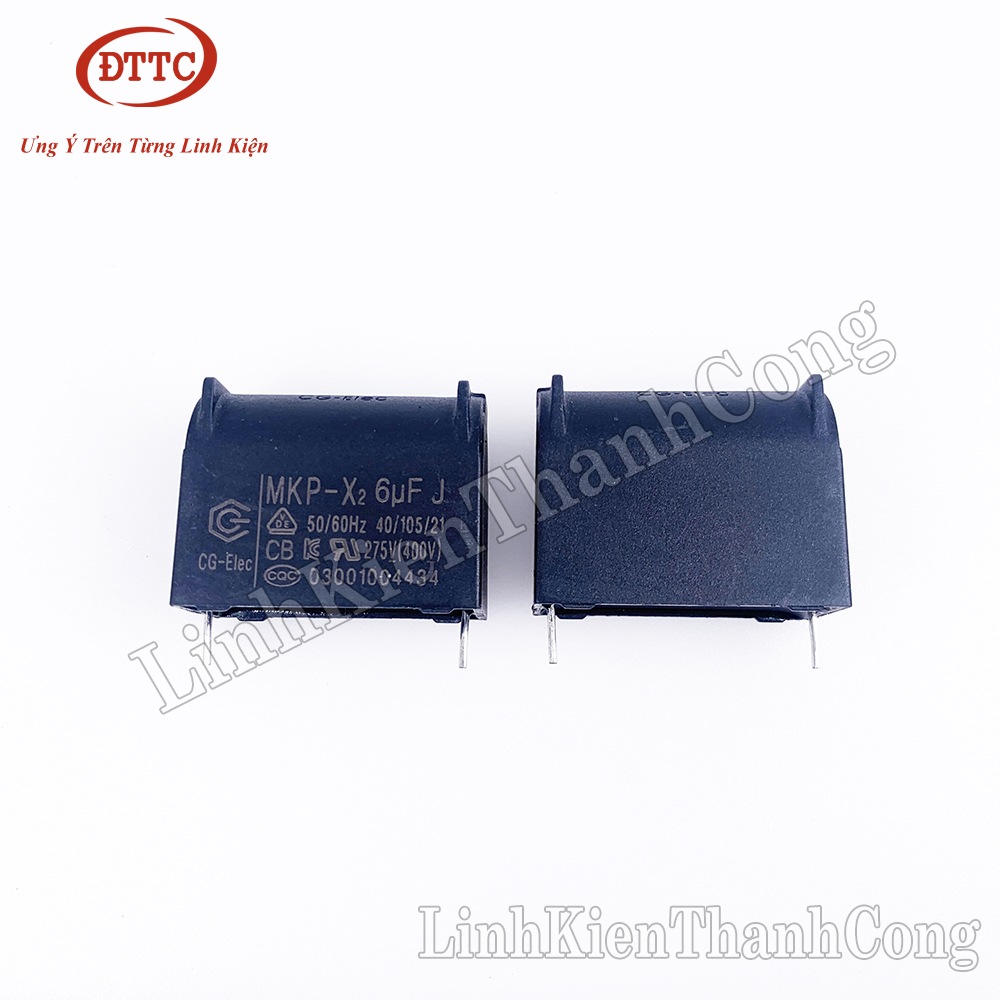 Tụ Bếp Từ CG 6uF 275VAC 400VDC Đứng
