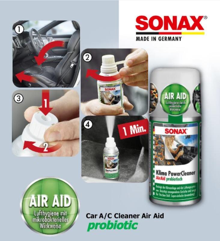 Khử mùi, diệt nấm mốc dàn lạnh ô tô - Sonax a/c cleaner (Thế hệ mới)