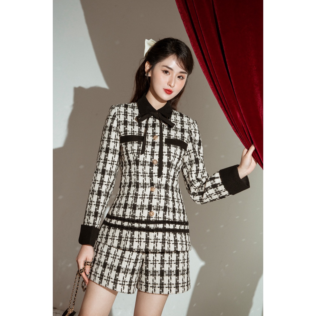 Áo dạ cổ đức tay măng sec lật  TIINSTORE  ADD638