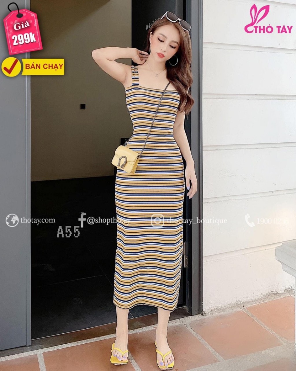 Đầm body sọc 2 dây-zu