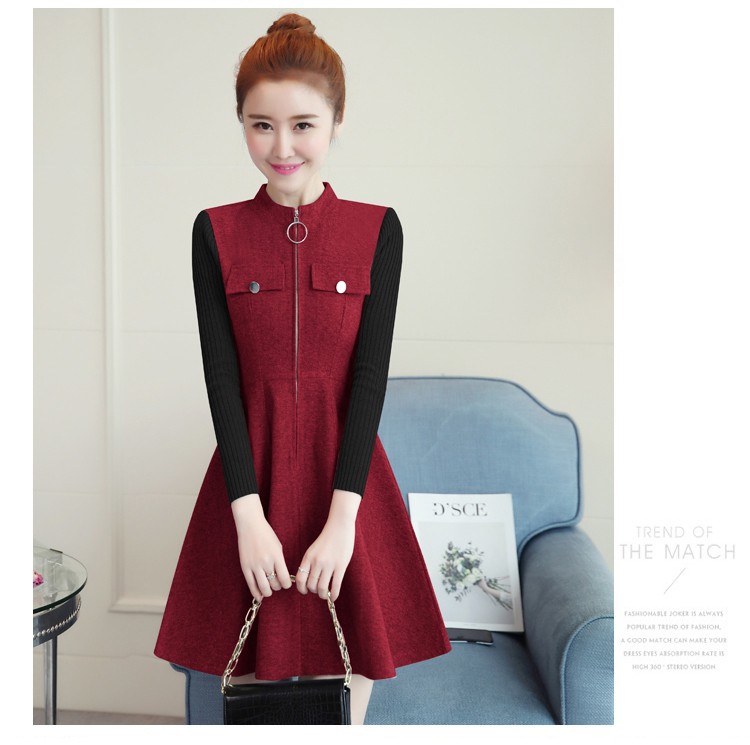 VÁY DẠ CỔ TRỤ KHÓA