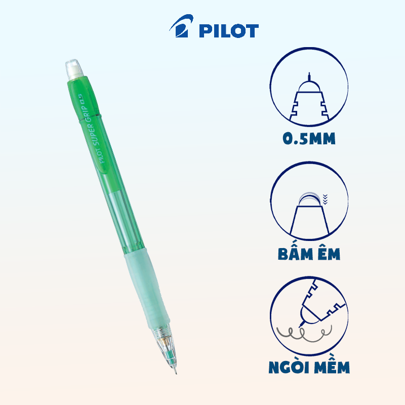 Bút chì bấm Pilot Super Grip Neon H-185 ngòi 0.5mm