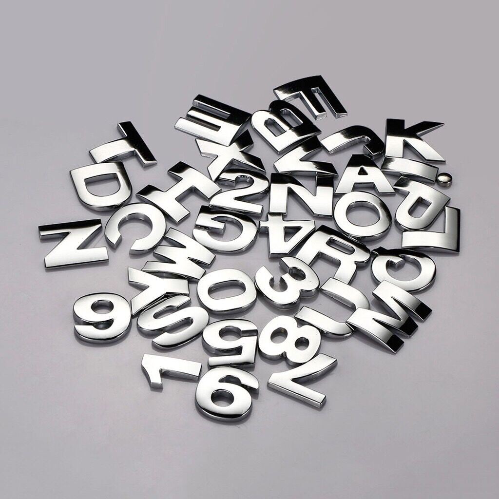 Miếng dán decal kim loại hình bảng chữ cái 3d dán xe hơi