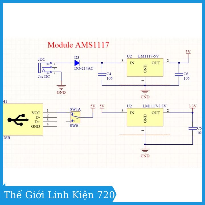 Combo module nguồn AMS1117 3V3-5V và board test MB-102