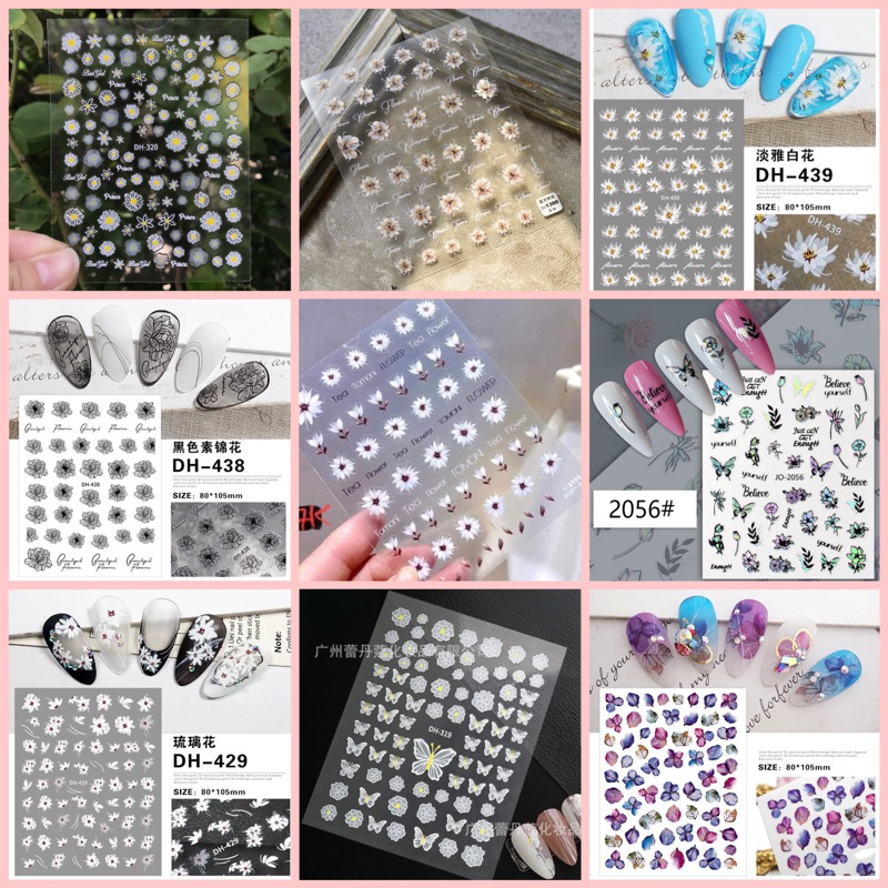 Sticker hình dán móng Hoa 3D các mẫu HOT siêu đẹp