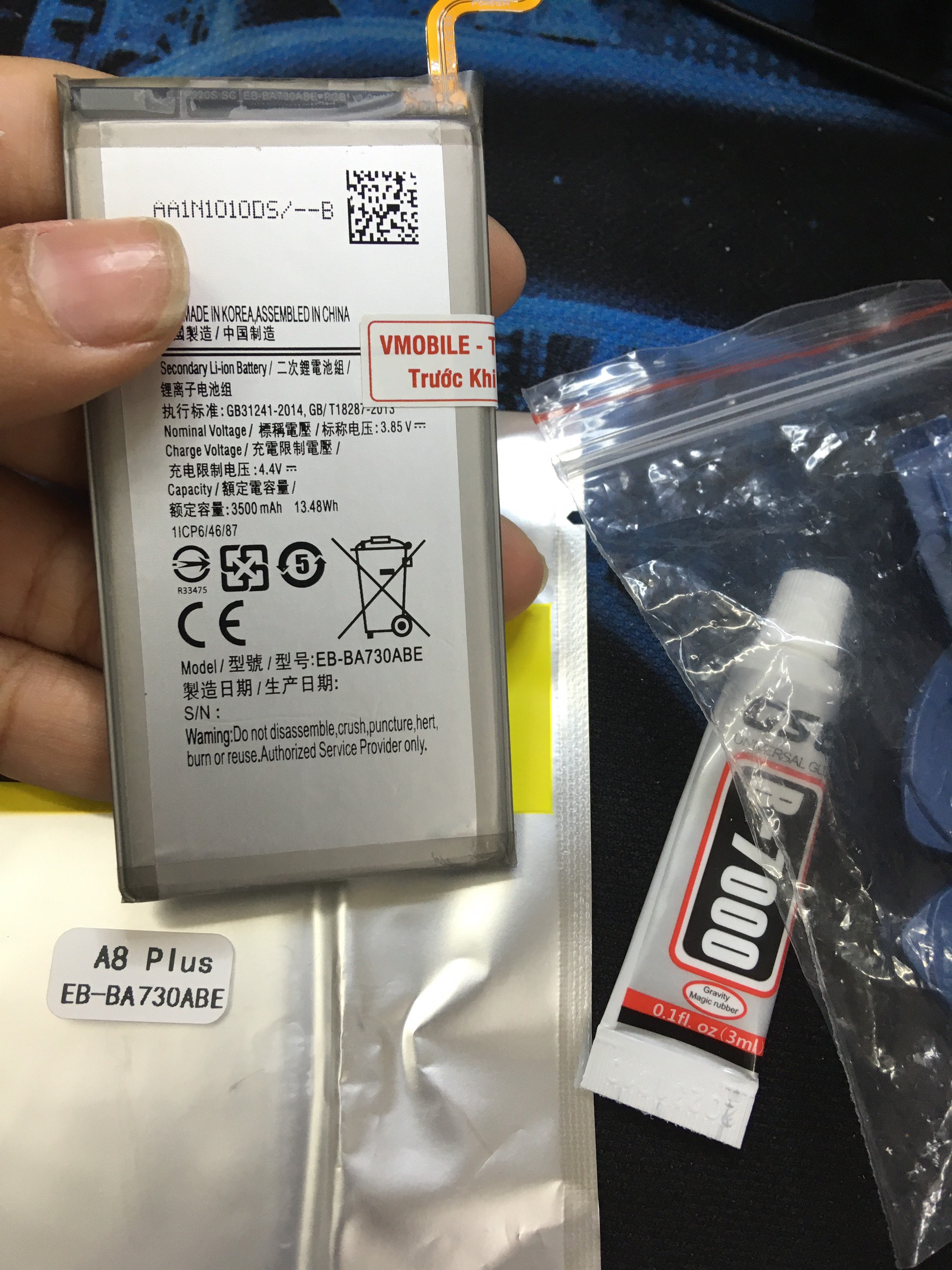Pin samsung a8 plus / a730 tặng bộ sửa và keo dán b7000. kèm bộ sửa và keo dán b7000.