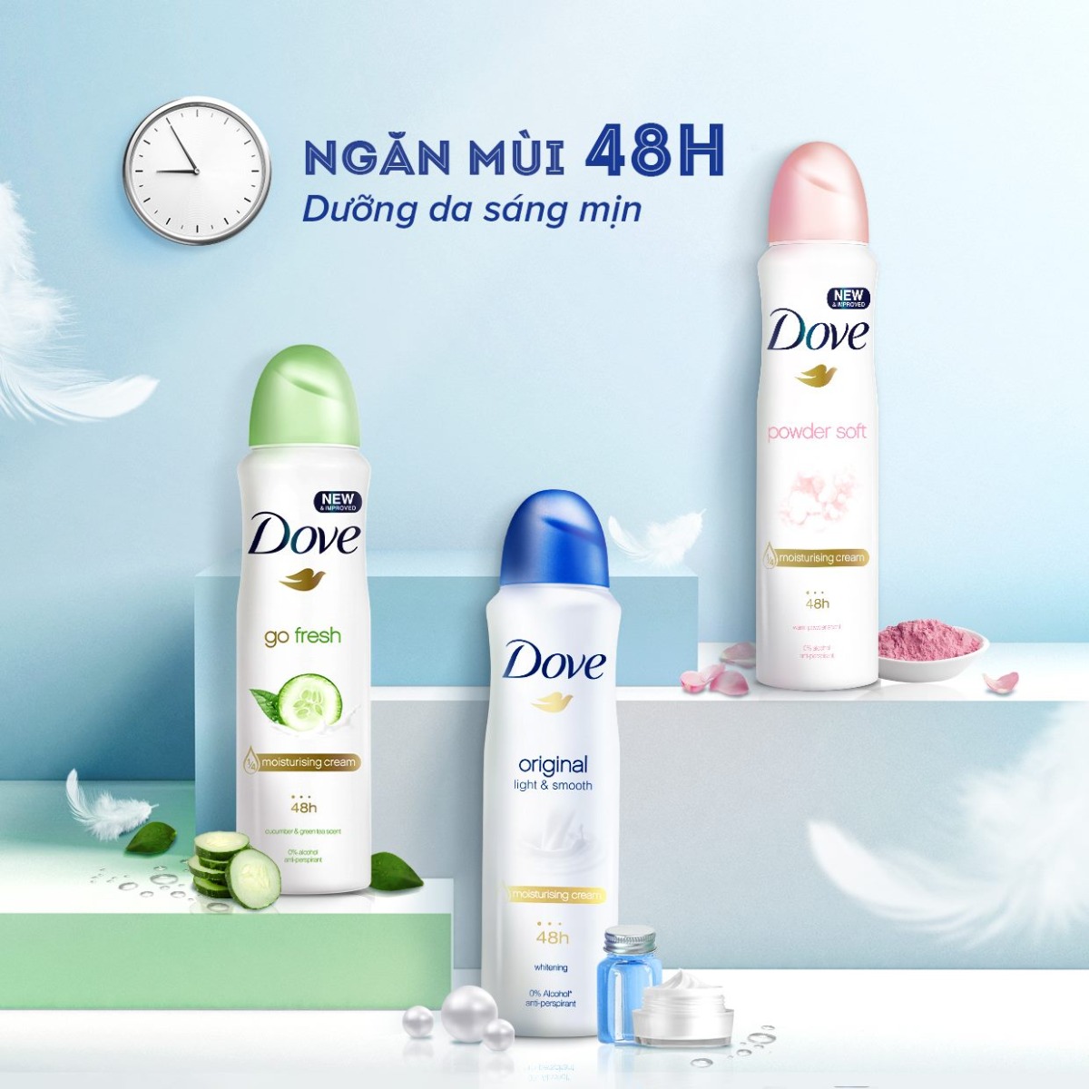 Xịt Khử Mùi Dove 150ml Mỹ Đủ Mùi
