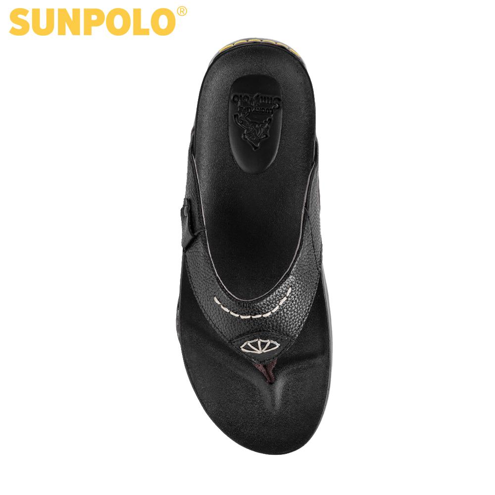 Dép kẹp nam da bò SunPoLo PUS25DB (Đen, Nâu bò)