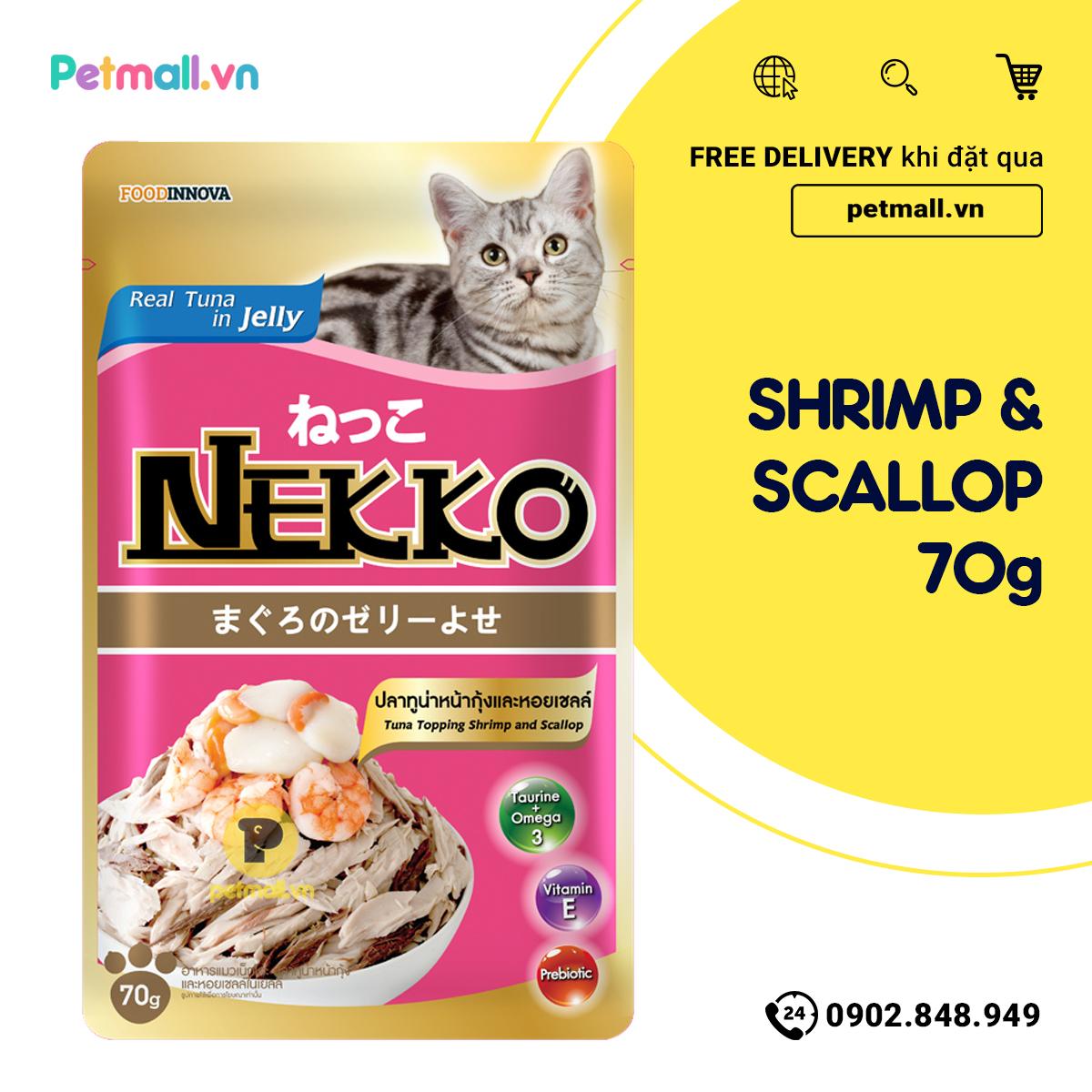 Pate mèo NEKKO Jelly Tuna & Shrimp 70g - Hộp 12 gói Petmall