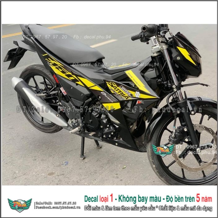 Tem rời Satria vàng đen nhám