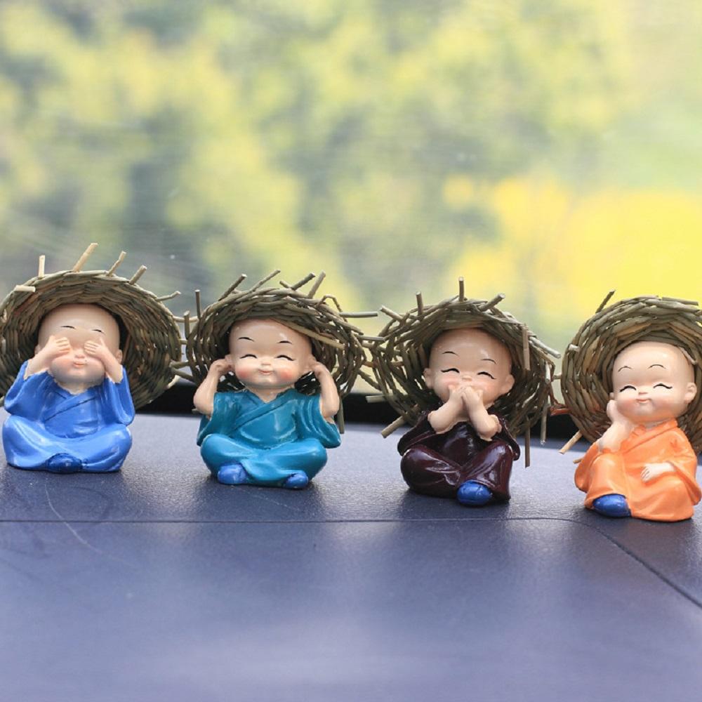 Bộ tượng tứ không bốn chú tiểu đội nón rơm