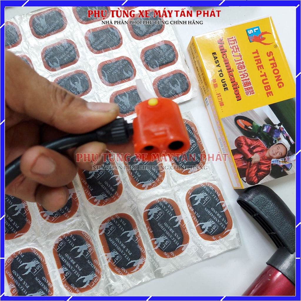 Bộ Vá Ruột - Săm Xe Máy Xe Đạp 6 Món 2 Miếng Bào (Bơm Mini 30cm Màu giao ngẫu nhiên)