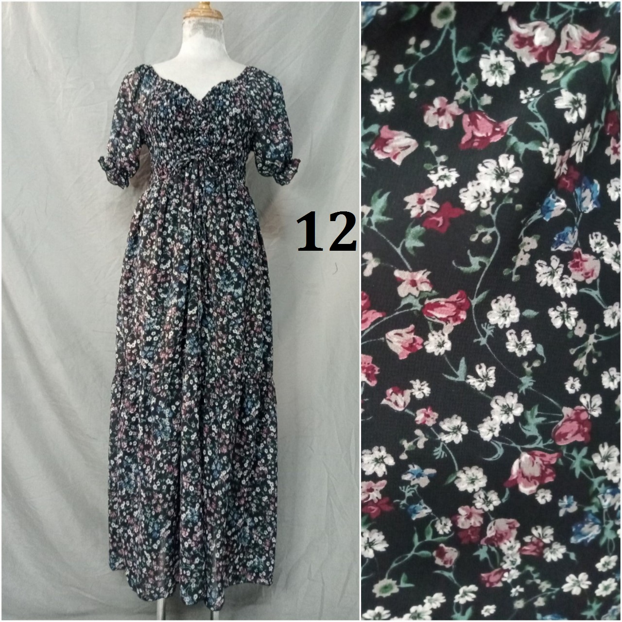 Đầm maxi voan rút ngực,đuôi cá